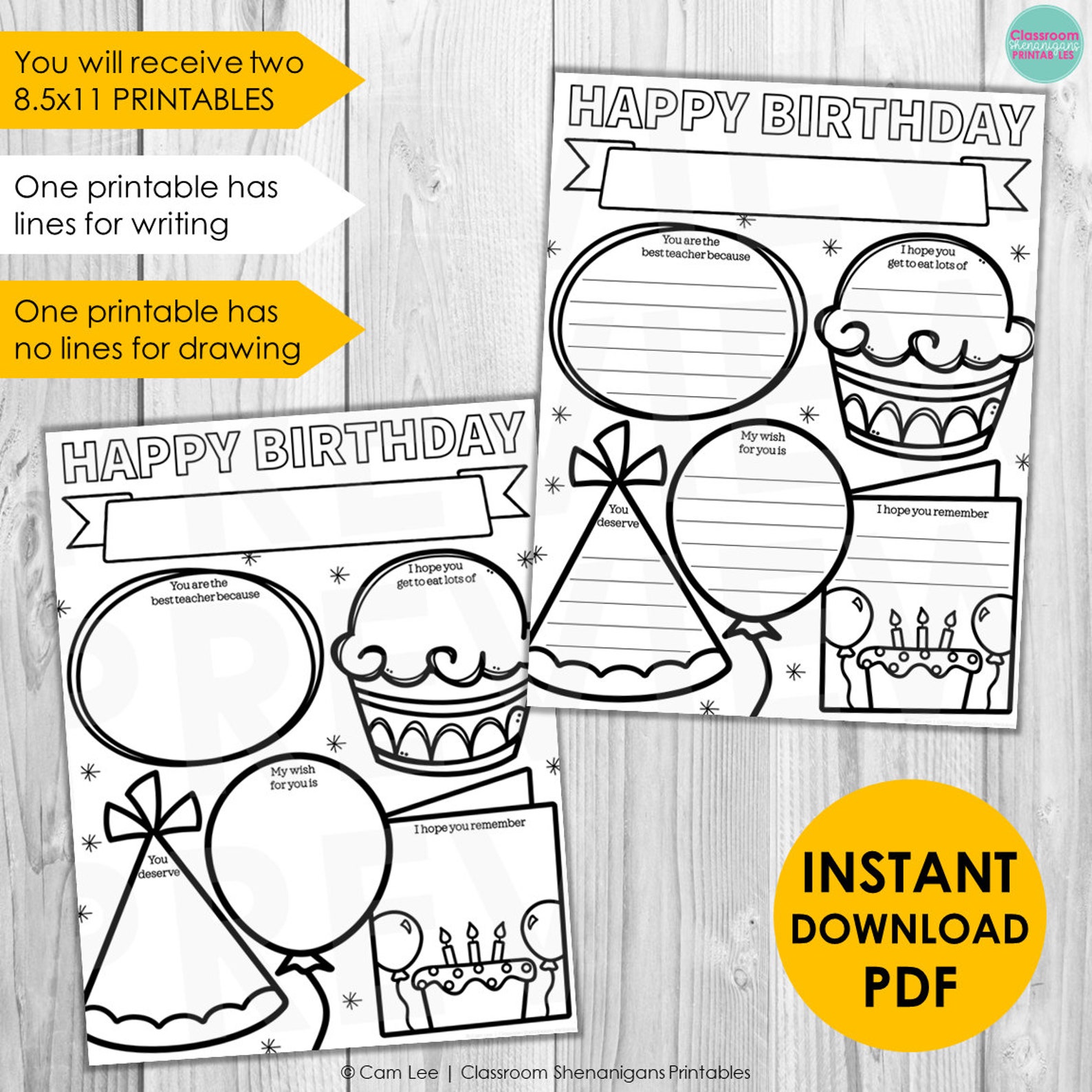 Happy Birthday Teacher Printable | Teacher Birthday Card | Teacher ...