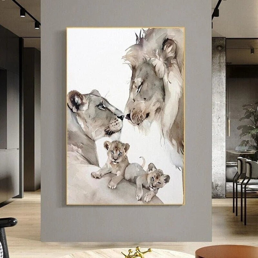 Stunning Abstract Lion Family Canvas Print Perfect for Modern Home ...