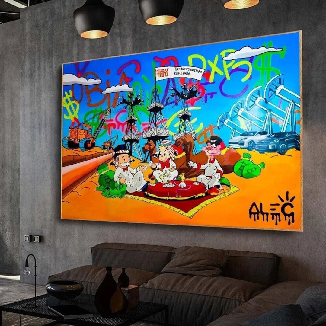 Alec Monopoly Saudi Arabian Oil Pump Graffiti Art Canvas Painting ...
