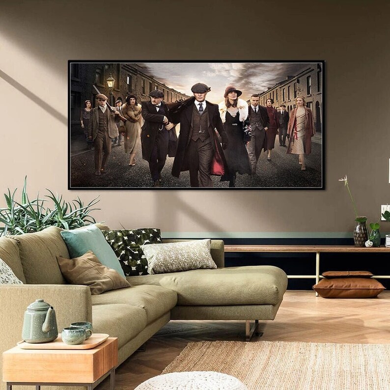 Peaky Blinders Framed Canvas Wall Art – Black & Blue TV Show Print 11 thumbnail image