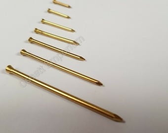 Solid Brass Panel Pins 13mm 15mm 20mm 25mm 30mm 40mm 50mm Choose Quantity free P&P