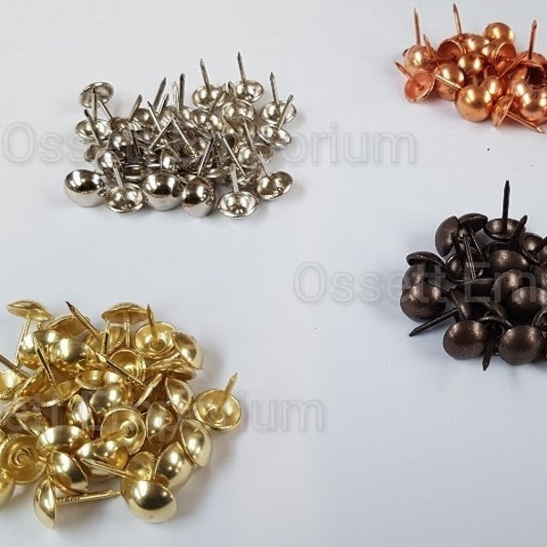 Decorative Upholstery Nails, Tacks, Choice of Pack Size. Brass, Antique, Copper, Nickel