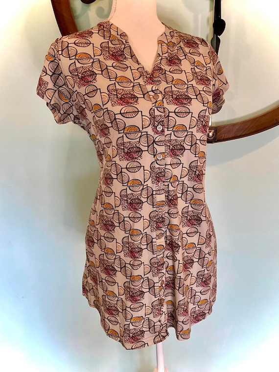 Retro Shirt Mod Art Midcentury Fabric 1960s Shirt