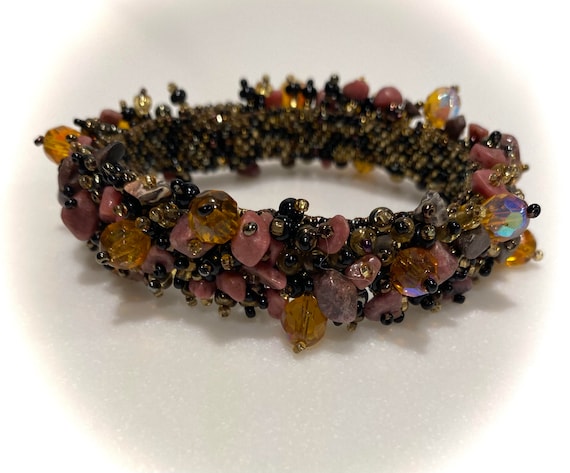 Handmade Vintage Beaded & Stone Bracelet - Sunday… - image 1