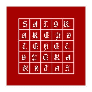 Sator Square Sticker - ancient magic protection spell medieval apotropaic roman medieval