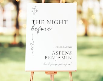 Wedding Signs For The Night Before | Rehearsal Dinner | The Night Before | Wedding Rehearsal | Modern Welcome Wedding Sign | GRACE