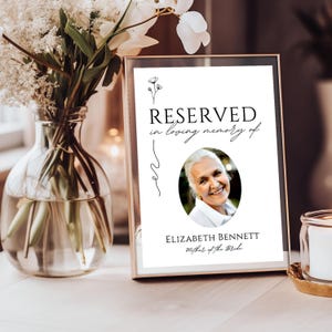 Reserved Sign Wedding In Loving Memory Sign Mother Of The Bride, Mother of the Groom Reserved Seat Sign, Reserved In Memory Wedding Sign