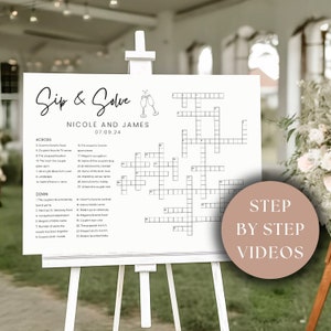 Custom Wedding Crossword Extra Large Minimalist Sip And Solve Puzzle For Wedding Giant Puzzle Custom Crossword Template Wedding Guest Games