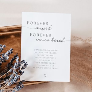 Minimalist In Loving Memory Sign | Editable Template | Modern In Memory Sign | Wedding Memorial Sign | Instant Download