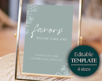 Wedding Favor Sign Template | Fully Editable Sign | Printable Wedding Favor Sign | Please Take One | Favor Tag | Instant Download WILLOW