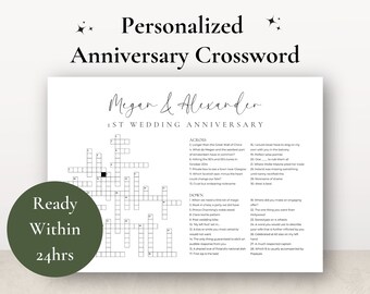 1 Jahr Geschenk Jahrestage | Jahrestag Kreuzworträtsel | Jubiläumsgeschenke | Paare | Jahrestag Hochzeitsgeschenk | Jede Größe mit Personalisierung