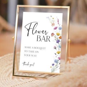 Letrero de barra con flores, haz tu propio ramo, decoración para despedida de soltera, letrero de barra con ramo de bricolaje, letrero de boda floral, plantilla editable e imprimible
