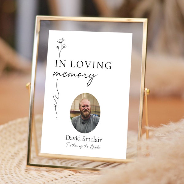 In Loving Memory Sign 8x10 with Name & Picture | Forever In Our Hearts | Memory Wedding Sign | Modern Minimalist | Editable Template GRACE