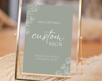 Minimalist Custom Sign Template | Modern Wedding Sign Printable | Customizable Wedding Signage | 5x7 8x10 A5 A4 | Instant Download WILLOW
