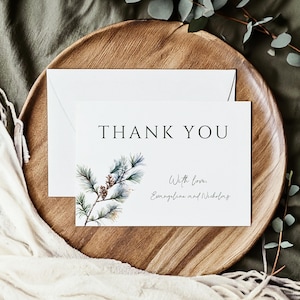 Winter Minimalist Hochzeit Dankeskarte Vorlage, Personalisierte Dankeschön Note Moderne Minimal Weihnachten Hochzeit Briefpapier Printable, NOELLE