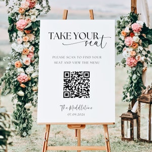 QR Code Wedding Seating Chart Modern Digital Seating Chart Plan Table Plan QR Code Scannable Find Your Seat Sign Instant Download image 7