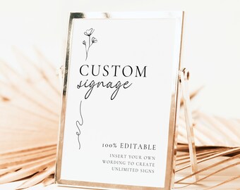 Modern Minimalist Wedding Sign Template | Modern Custom Sign Printable | Customizable Wedding Signage | 5x7 8x10 A5 A4 | GRACE