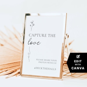Photo Sharing Wedding Sign | Wedding Photo Signs | Share The Love Hashtag | Capture The Love | Wedding Reception Table Sign | GRACE
