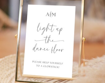 Light Up The Dance Floor Wedding Sign Printable | Glow Stick Sign Template | Let Love Glow Wedding Sign | Digital Download