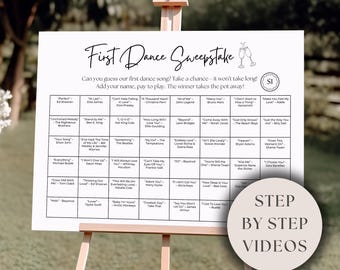 Wedding First Dance Sweepstake Personalized Reception Game, Unique Fun Wedding Activity Digital Download Template for Memorable Celebrations