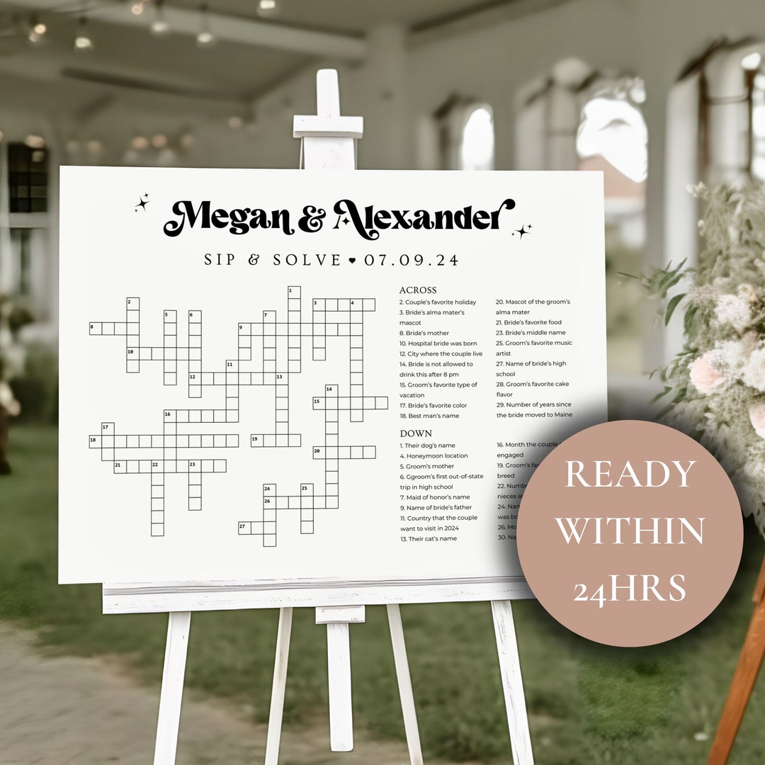Retro Wedding Crossword Puzzle Minimalist Sip Solve Bridal Shower Retro Wedding Crossword Puzzle Minimalist Sip Solve Bridal Shower