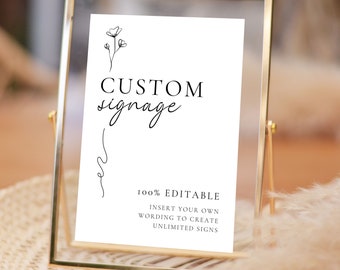 Modern Minimalist Wedding Sign Template Modern Custom Sign Printable Customizable Wedding Signage 5x7 8x10 A5 A4 GRACE