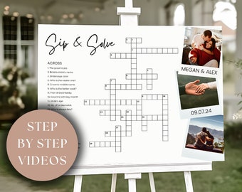 Custom Wedding Crossword Extra Large Sip And Solve Puzzle With Photos Giant Puzzle Custom Crossword Template Wedding Guest Games