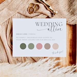 Guest Attire Card | Wedding Guest Dress Code Card | Guest Dress Code Request Insert | Modern Wedding | Editable Template
