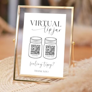 Virtual Tip Sign Wedding | Virtual Tip Jar Bar Sign | Feeling Tipsy Sign | Venmo Tip Sign | QR Code | Tips Accepted | Wedding Bar Tip