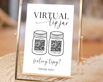 Virtual Tip Sign Wedding | Virtual Tip Jar Bar Sign | Feeling Tipsy Sign | Venmo Tip Sign | QR Code | Tips Accepted | Wedding Bar Tip
