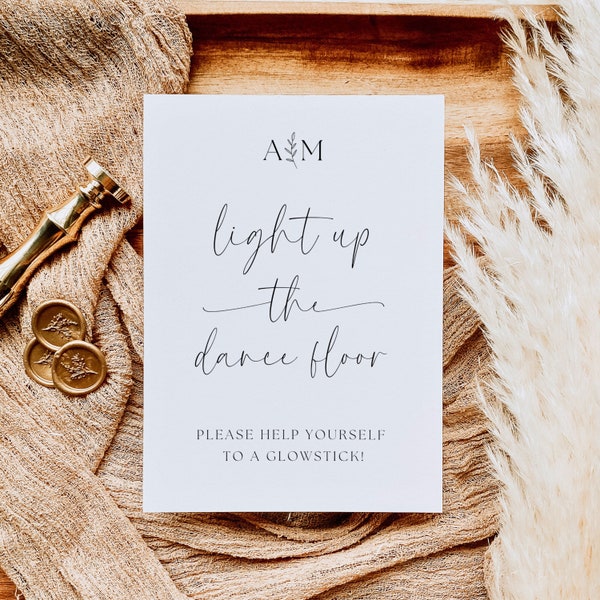Light Up The Dance Floor Wedding Sign Printable | Glow Stick Sign Template | Let Love Glow Wedding Sign | Editable Digital Download