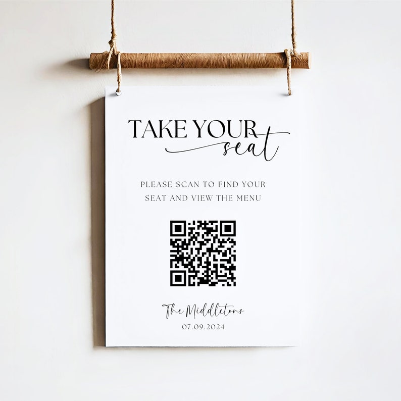 QR Code Wedding Seating Chart Modern Digital Seating Chart Plan Table Plan QR Code Scannable Find Your Seat Sign Instant Download image 9