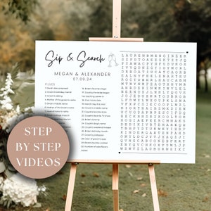 Benutzerdefinierte Hochzeit Wortsuche großen minimalistischen Schluck und lösen Puzzle für die Hochzeit Wortsuchvorlage Hochzeit Gastspiele Braut oder Babyparty