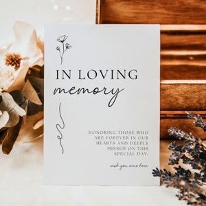 In Loving Memory Sign Template 8x10 | Loving Memory Sign | Memory Wedding Sign | Modern Minimalist | Editable Template