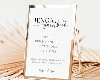 Livre d'or Jenga pour plaque de mariage | Livre d'or mariage | Aidez-nous à créer des souvenirs | Décoration de mariage | Livre d'or unique pour mariage