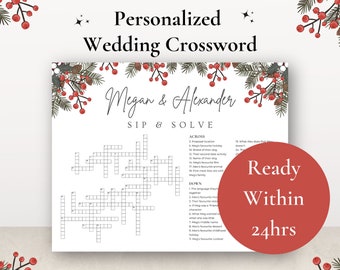 Wedding Crossword Puzzle Sign | Festive Personalized Wedding Crossword Puzzle Large | Sip And Solve | Custom Crossword | Wedding Shower Game