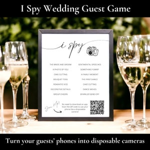 J'espionne les invités à un mariage Jeu | Jeux de table pour mariage | modèle J'espionne | Chasse Photo Hashtag de Mariage Jeu | de jeu de mariage | Modèle de toile