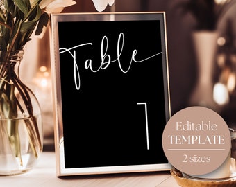 Modern Minimalist Wedding Table Numbers, Table Number Card, Wedding Table Decor, Modern Wedding Sign Printable, Editable Template BLAIR
