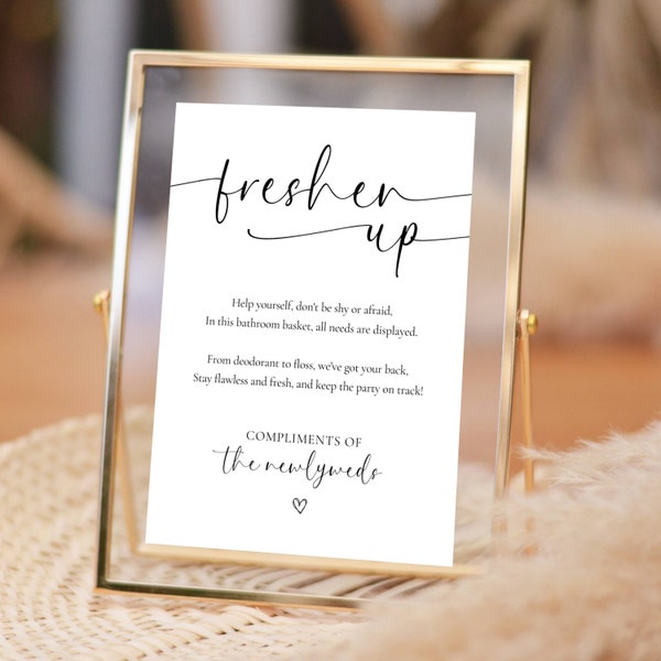 Wedding Bathroom Basket Sign | Wedding Restroom Printable Template | Please Help Yourself | Ladies Bathroom Sign | Instant Download