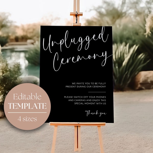 Large Unplugged Ceremony Sign Template | Modern Minimalist Wedding Signage | Instant Download | Editable Template | No Pictures | BLAIR