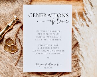 Generations Of Love Wedding Sign Printable Editable Template, Modern Minimalist Wedding Sign, All That We Hope To Be Minimal Reception Sign