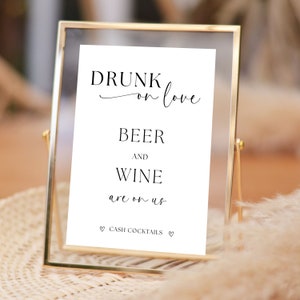 Beer and Wine Sign Wedding | Wedding Open Bar Sign | Beer And Wine Are On Us Sign | Wedding Reception Bar Menu | Digital Templates & PDFs
