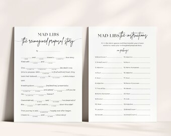 Hochzeit Duschspiele Mad Lib | Moderne Brautpartyspiele | Druckbare Mad Libs mit modernem, minimalistischem Design | Druckbare Spiele