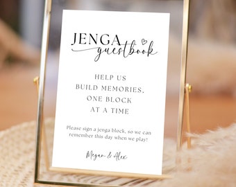 Livre d'or Jenga pour signe de mariage | Signe de mariage de livre d’or | Aidez-nous à créer des souvenirs | Décor de mariage | Livre d'Or Unique Pour Mariage