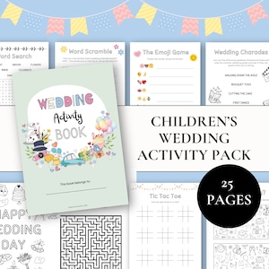 Printable Kid&#39;s Wedding Activity Book | Wedding Coloring Pages | Reception Games | Children&#39;s Activity Pack | Instant Download