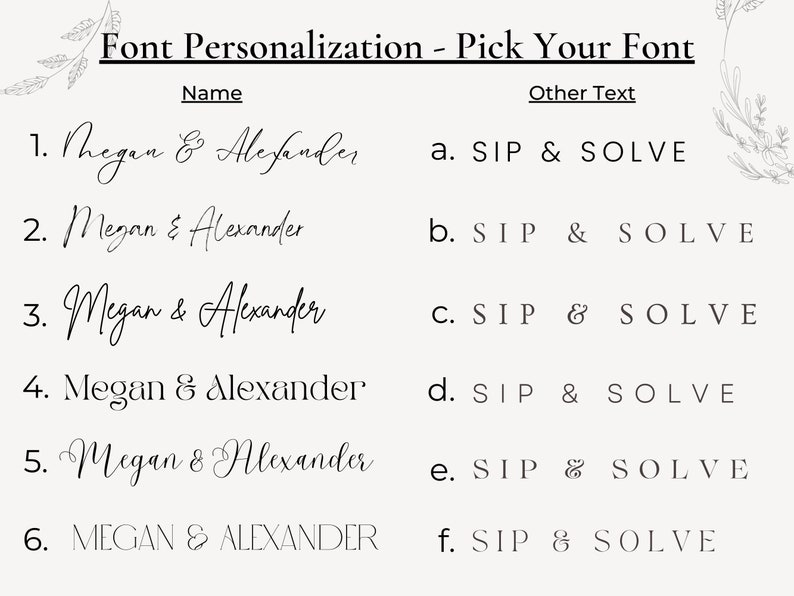 Elegant Floral Wedding Crossword Puzzle Custom Design Etsy