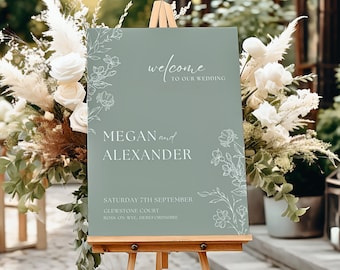 Sage Green Wedding Welcome Sign | Modern Welcome Sign | Wedding Welcome Sign Template | Sage Green Wedding Decor | Instant Download | WILLOW