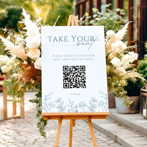 QR Code Hochzeit Sitzplan Schild, Digitaler Sitzplan und Website, Dusty Blue Sitzplan Schild Sitzplan Sitzplan Sitzplan