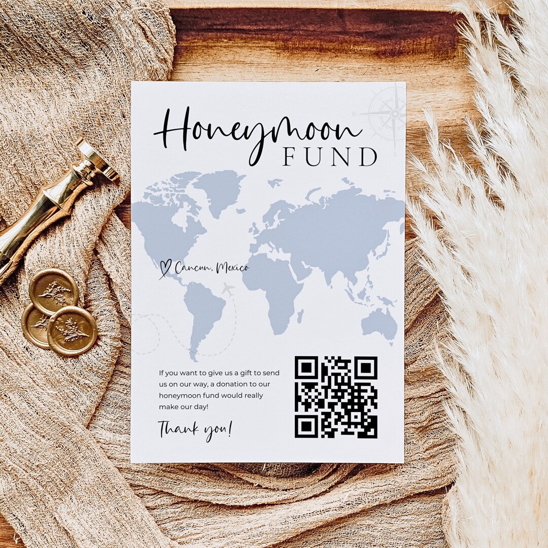 Unique QR Code Honeymoon Fund Sign, Honeymoon Wish Sign, Honeyfund ...