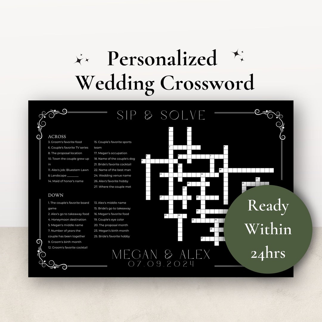 Art Deco Custom Crossword Puzzle Fully Editable Game Etsy